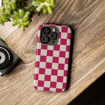 Pink & White Checked Pattern Phone Case - Pink Phone Case