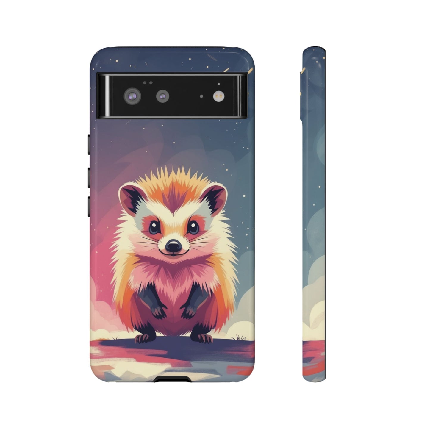 Google Pixel 6 / Glossy Phone Case - Stylised Hedgehog Design Phone Case