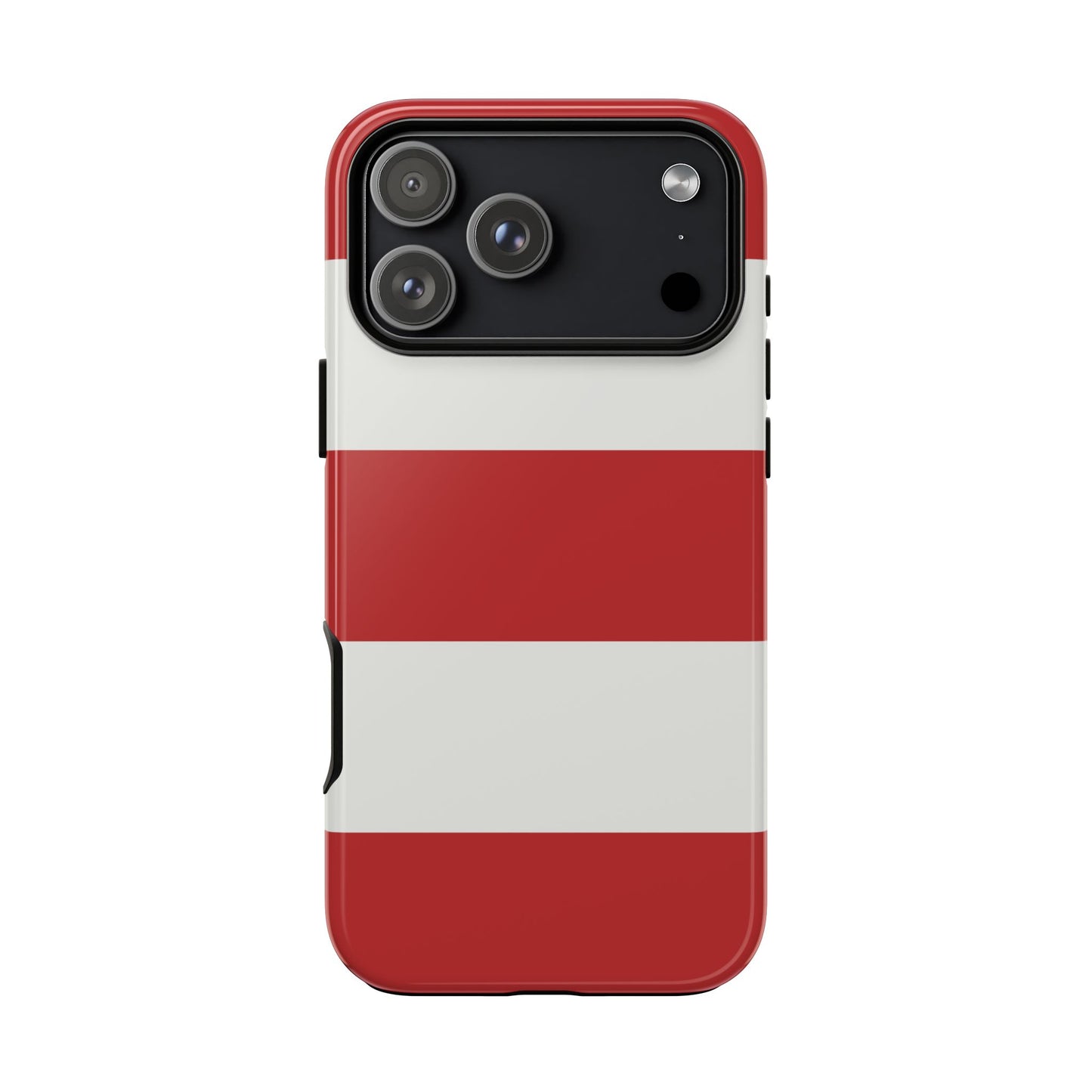 iPhone 17 Pro Max / Glossy Phone Case - Red & White Horizontal Stripe Pattern Phone Case