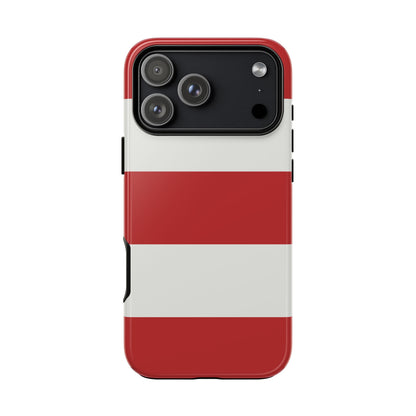 iPhone 17 Pro Max / Glossy Phone Case - Red & White Horizontal Stripe Pattern Phone Case