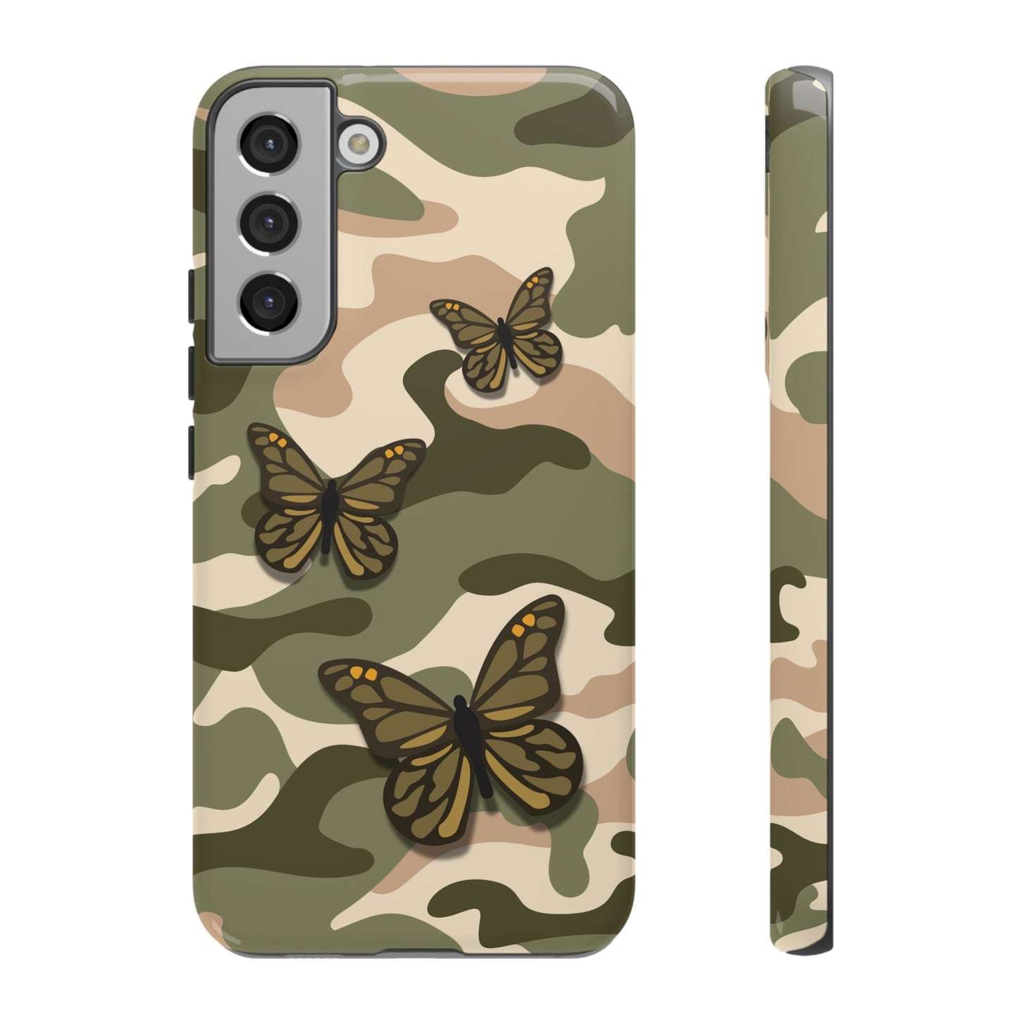 Samsung Galaxy S22 Plus / Glossy Phone Case - Green Butterfly Camo Phone Case