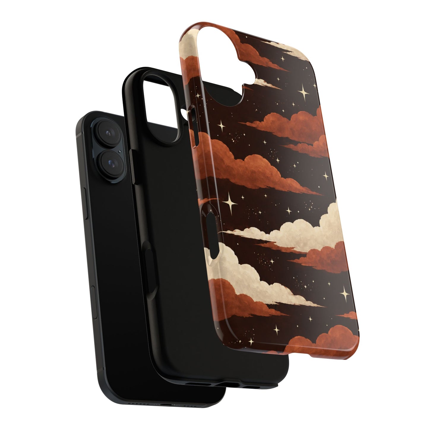 Illustrated Burnt Orange Clouds & Stars Phone Case