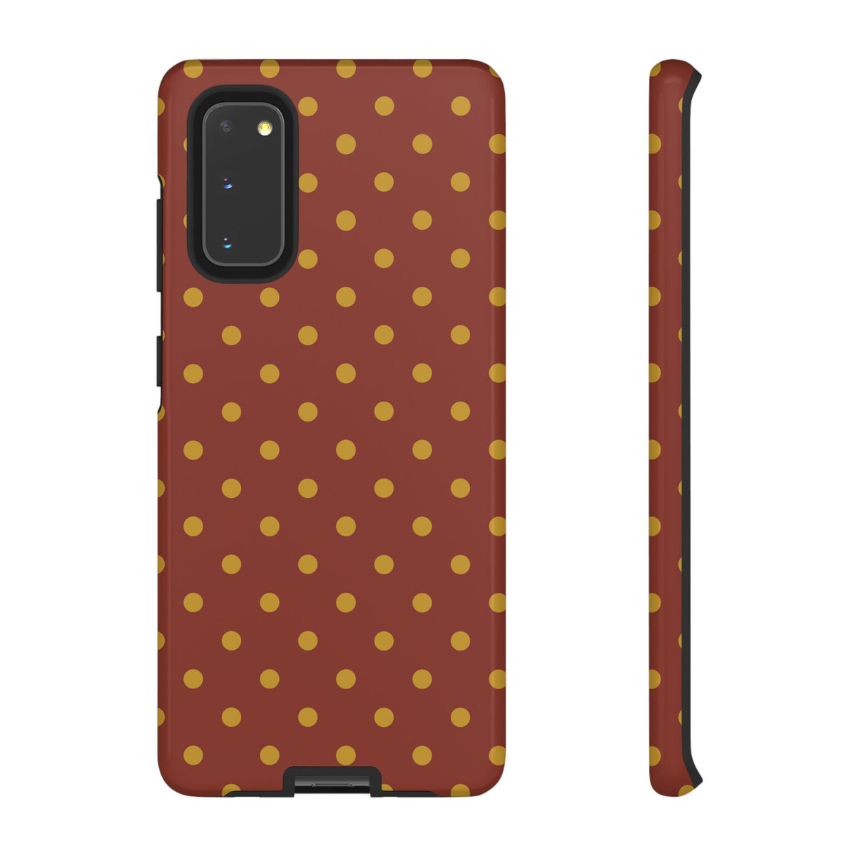 Trendy Brown & Mustard Dot Pattern Phone Case - Brown Phone Case - Samsung Galaxy S20 / Glossy
