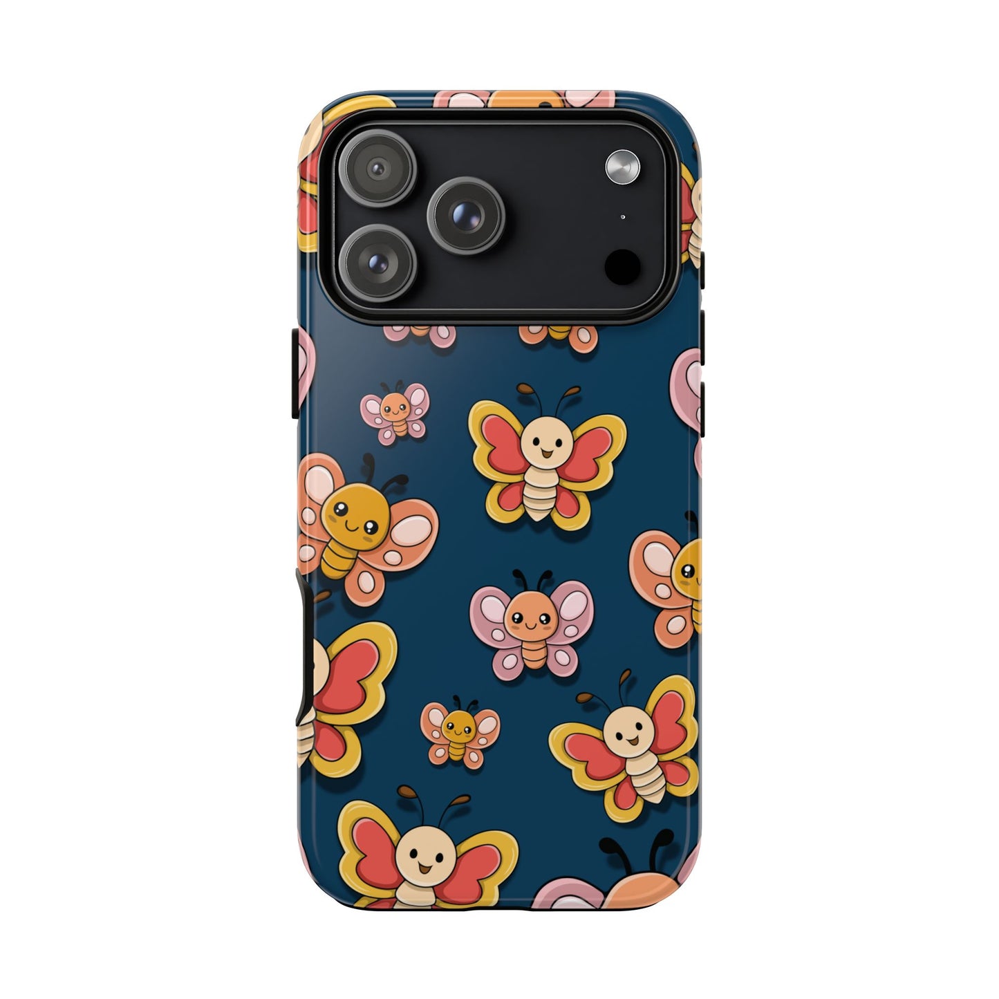 Dark Blue Butterfly Sticker Design Phone Case - Blue Phone Case - iPhone 17 Pro Max / Glossy