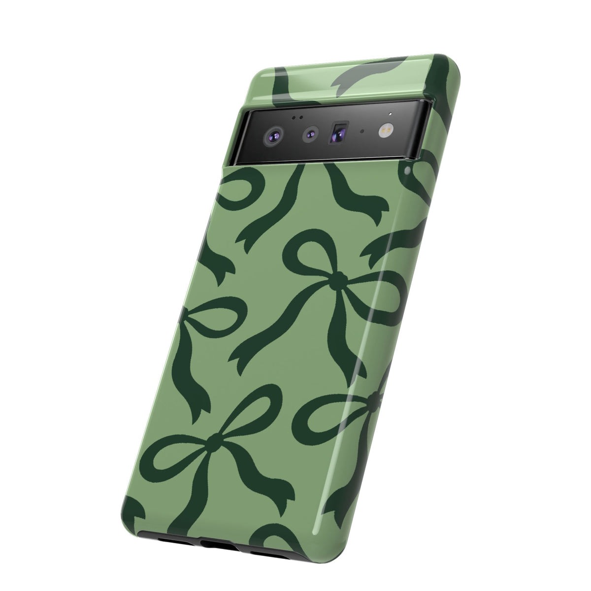 Bold Sage Green and Forest Green Bow Pattern Phone Case - Green Phone Case
