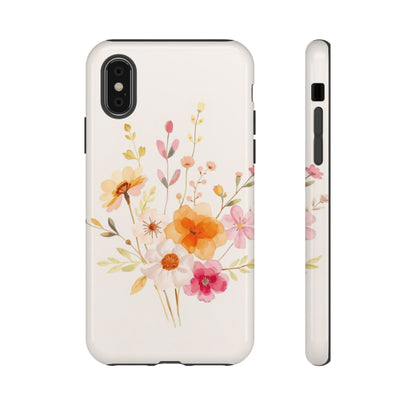 iPhone XS / Glossy Phone Case - Boho Chic Watercolour Flower Pattern Phone Case