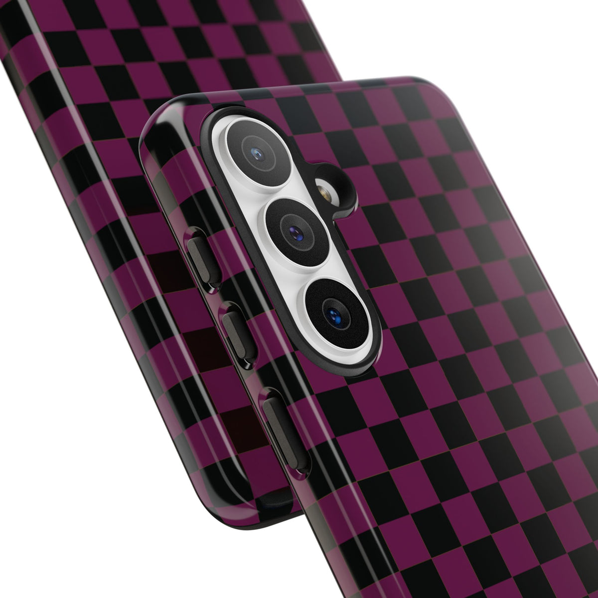 Trendy Plum & Black Small Checked Pattern Phone Case - Purple Phone Case