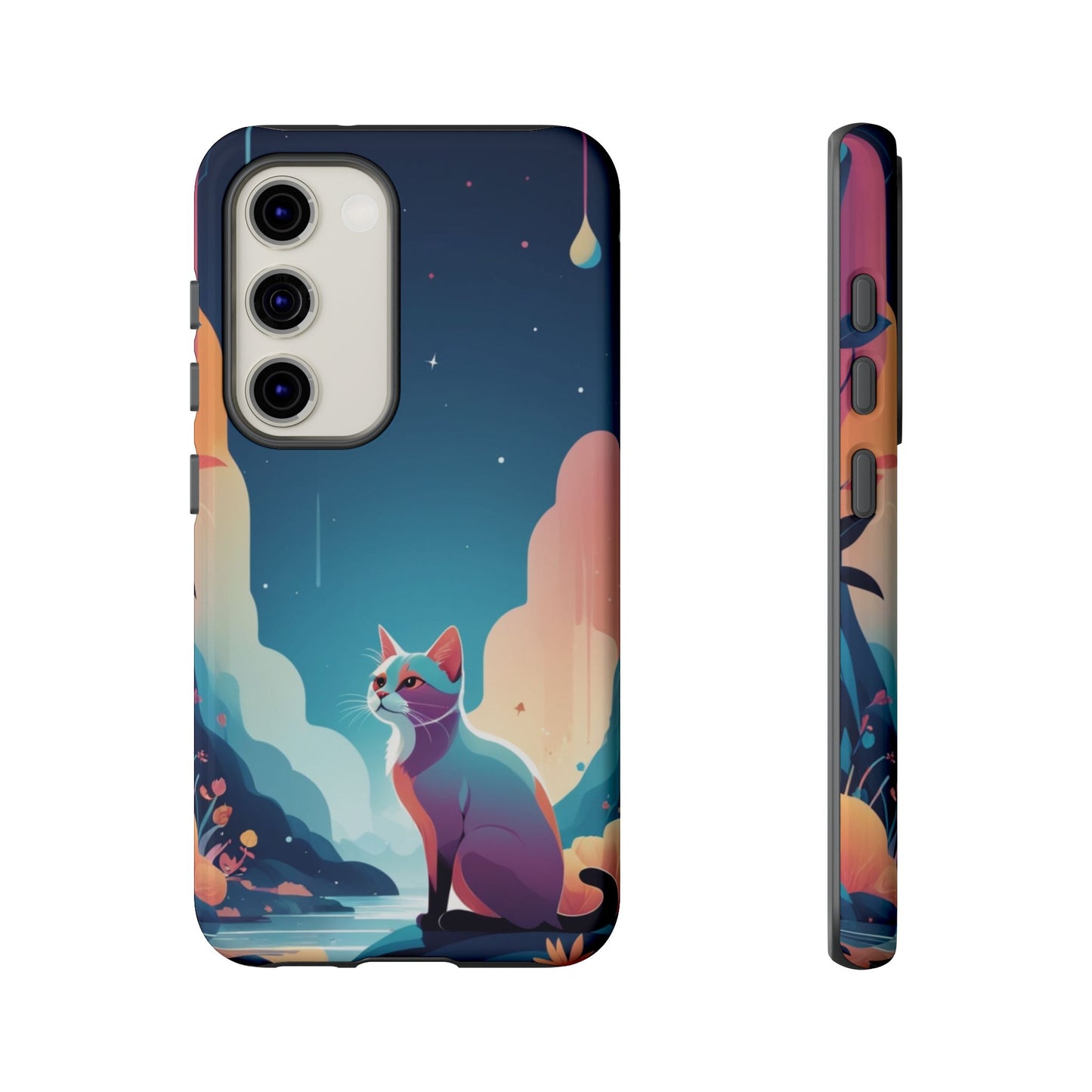 Samsung Galaxy S23 / Glossy Phone Case - Stylised Cat Design Phone Case