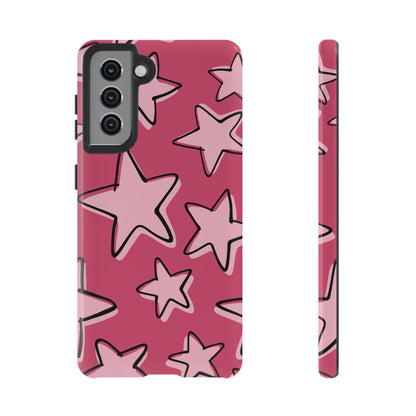 Raspberry Pink Doodle Star Phone Case