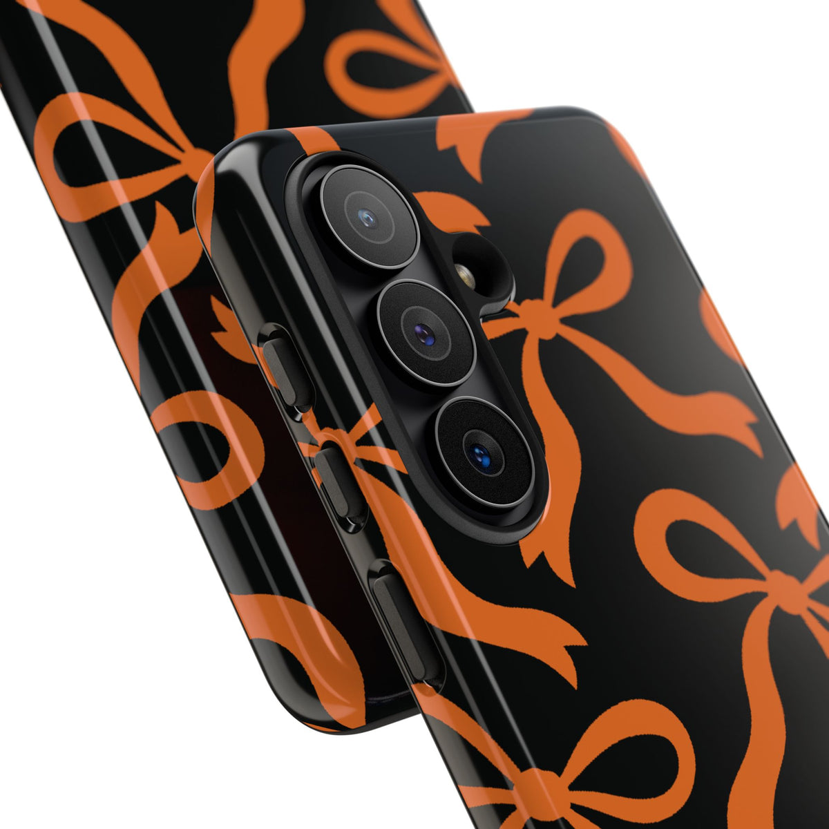 Bold Black and Burnt Orange Bow Pattern Phone Case - Black Phone Case