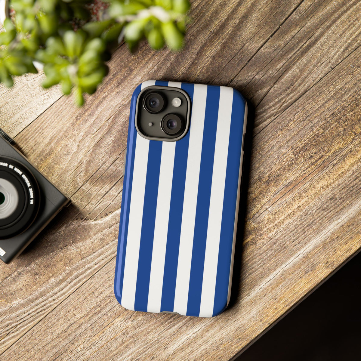 Simple Blue & White Stripe Pattern Phone Case - White Phone Case
