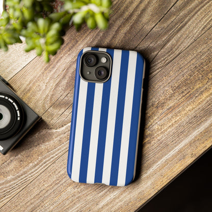 Simple Blue & White Stripe Pattern Phone Case - White Phone Case