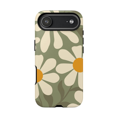 Retro Green Daisy Pattern #2 Phone Case - Green Phone Case - iPhone 17 Air / Glossy