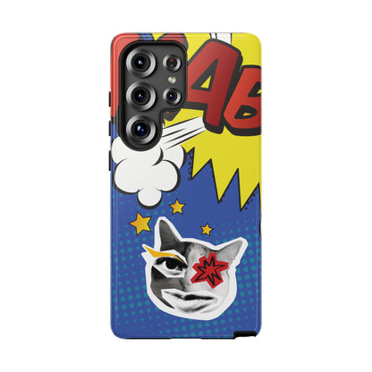 Samsung Galaxy S25 Ultra / Glossy Phone Case - Bold Blue Pop Art Cat Phone Case
