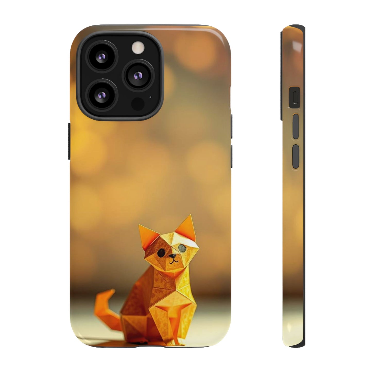 iPhone 13 Pro / Glossy Phone Case - Origami Cat Design Phone Case