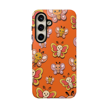Samsung Galaxy S24 / Glossy Phone Case - Orange Butterfly Sticker Design Phone Case