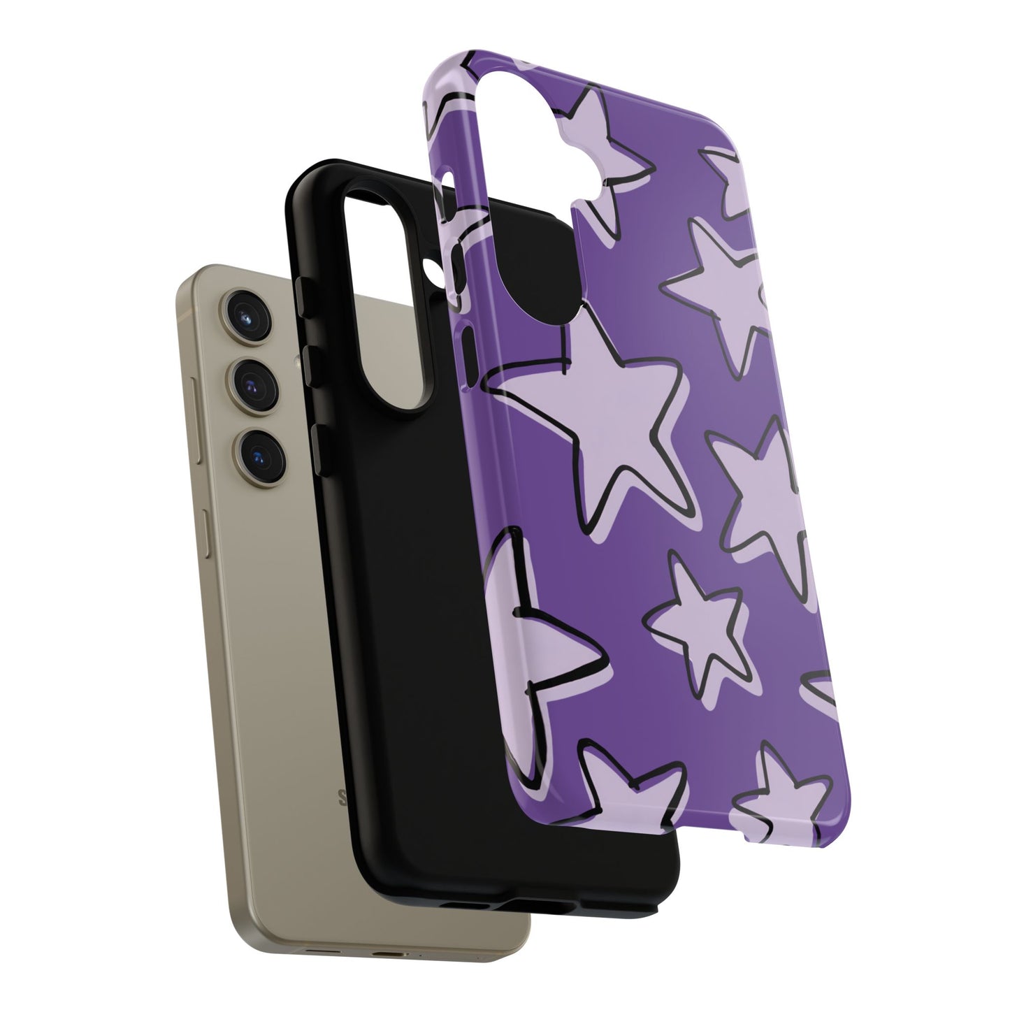 Violet Purple Doodle Star Phone Case