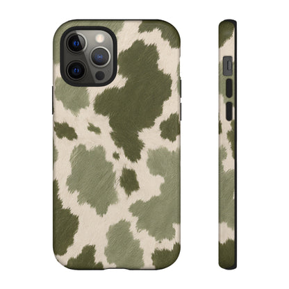 Stylish Olive Green Cow Print Phone Case