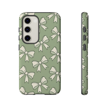 Chic Sage Green Bow Pattern Phone Case