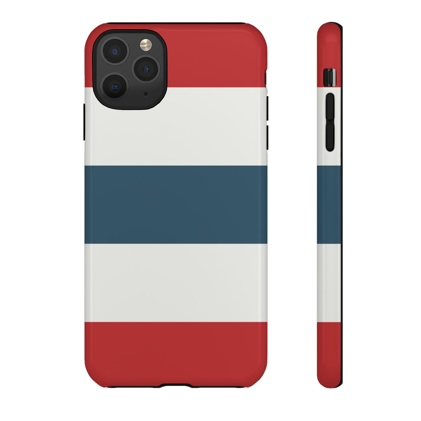 iPhone 11 Pro Max / Glossy Phone Case - Red White & Blue Horizontal Stripe Pattern Phone Case