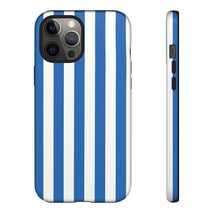 iPhone 12 Pro Max / Glossy Phone Case - Simple Light Blue & White Stripe Pattern Phone Case