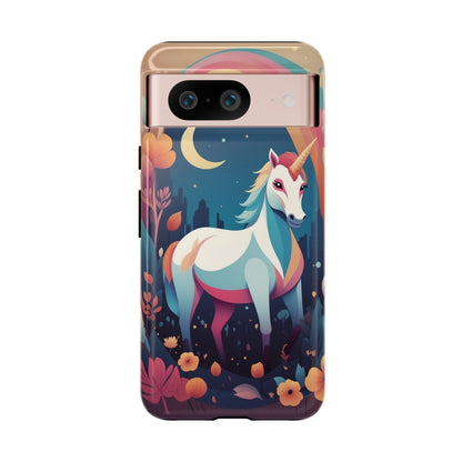 Google Pixel 8 / Glossy Phone Case - Stylised Unicorn & Rainbow Design Phone Case