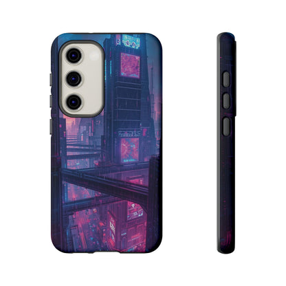 Neon Cyberpunk Megacity Sci-fi Phone Case - Blue Phone Case - Samsung Galaxy S23 / Glossy