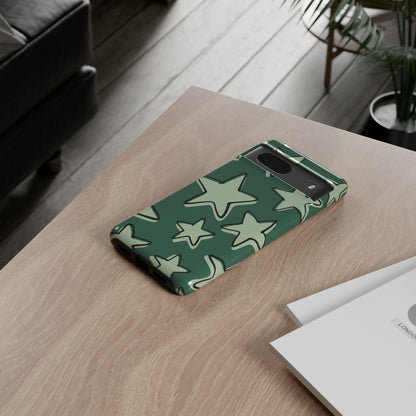 Forest Green Doodle Star Phone Case