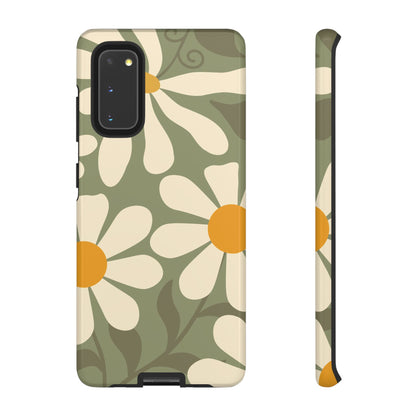 Retro Green Daisy Pattern #2 Phone Case - Green Phone Case - Samsung Galaxy S20 / Glossy