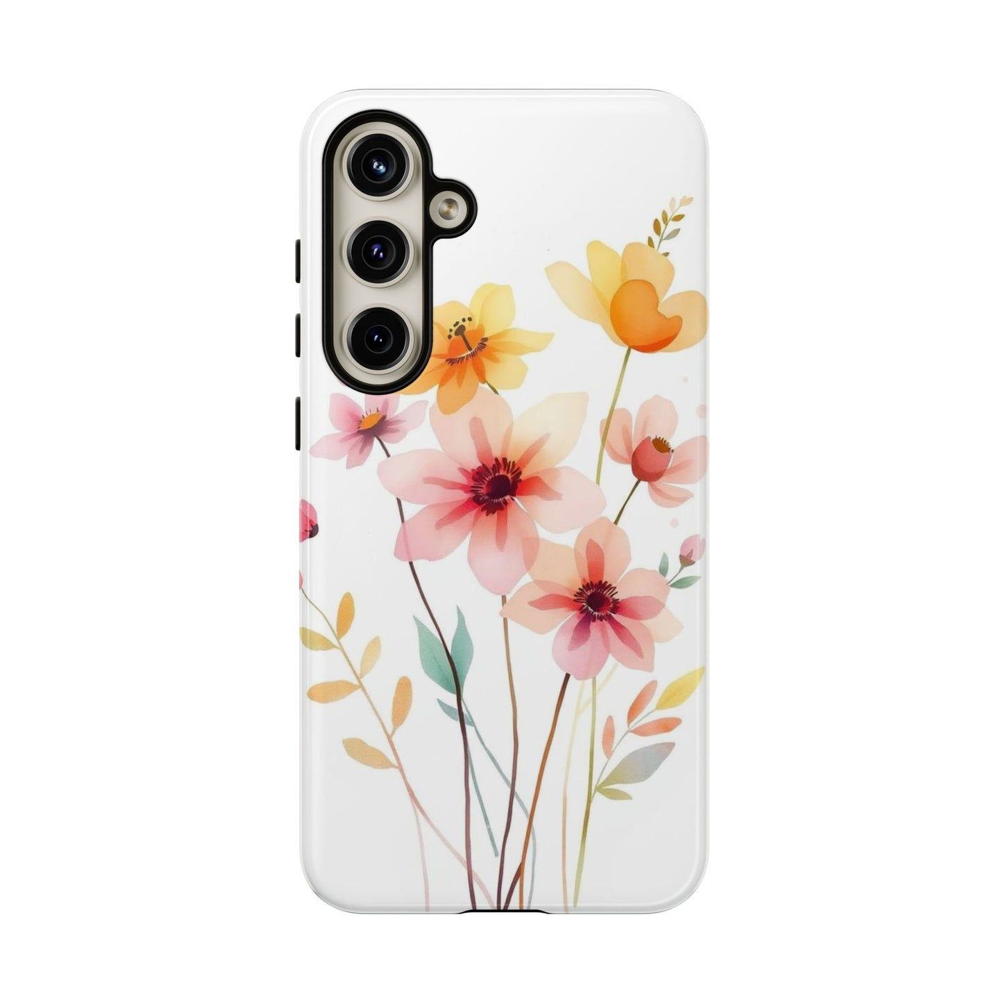 Samsung Galaxy S24 Plus / Glossy Phone Case - Boho Chic Watercolour Blooms Design Phone Case