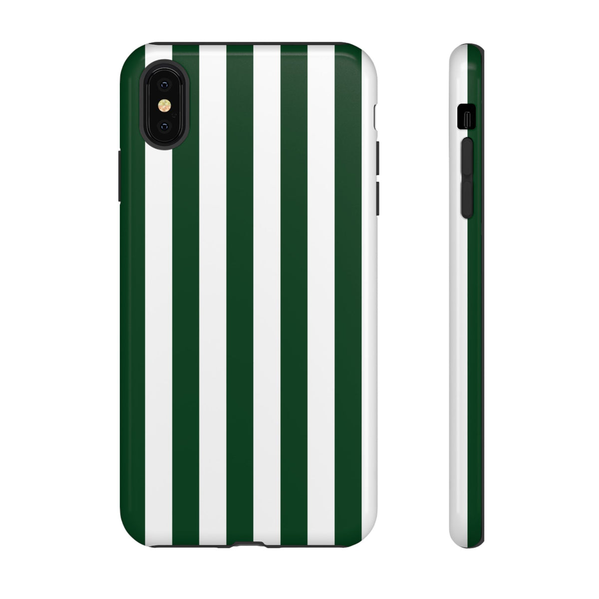 Simple Dark Green & White Stripe Pattern Phone Case - Green Phone Case - iPhone XS MAX / Glossy