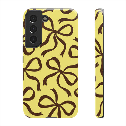 Bold Butter Yellow and Chocolate Brown Bow Pattern Phone Case