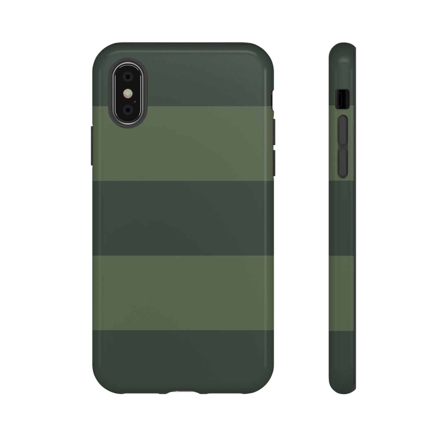 iPhone XS / Glossy Phone Case - Green Horizontal Stripe Pattern Phone Case
