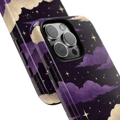Illustrated Purple Clouds & Stars Phone Case
