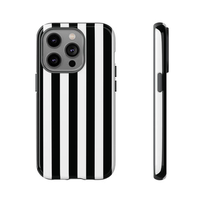 iPhone 14 Pro / Glossy Phone Case - Simple Black & White Stripe Pattern Phone Case