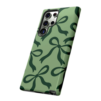 Bold Sage Green and Forest Green Bow Pattern Phone Case - Green Phone Case