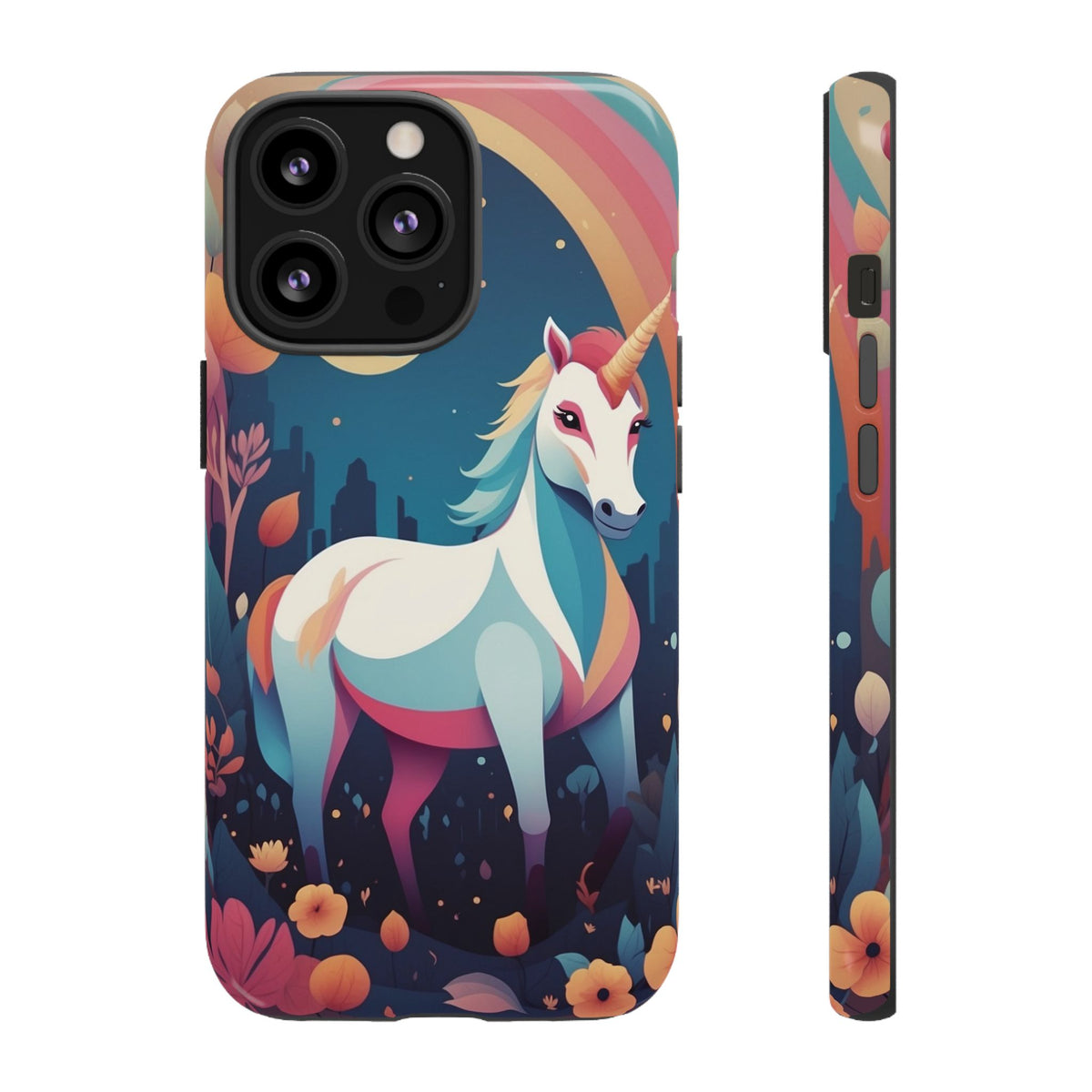 Stylised Unicorn & Rainbow Design Phone Case - Multicolor Phone Case - iPhone 13 Pro / Glossy