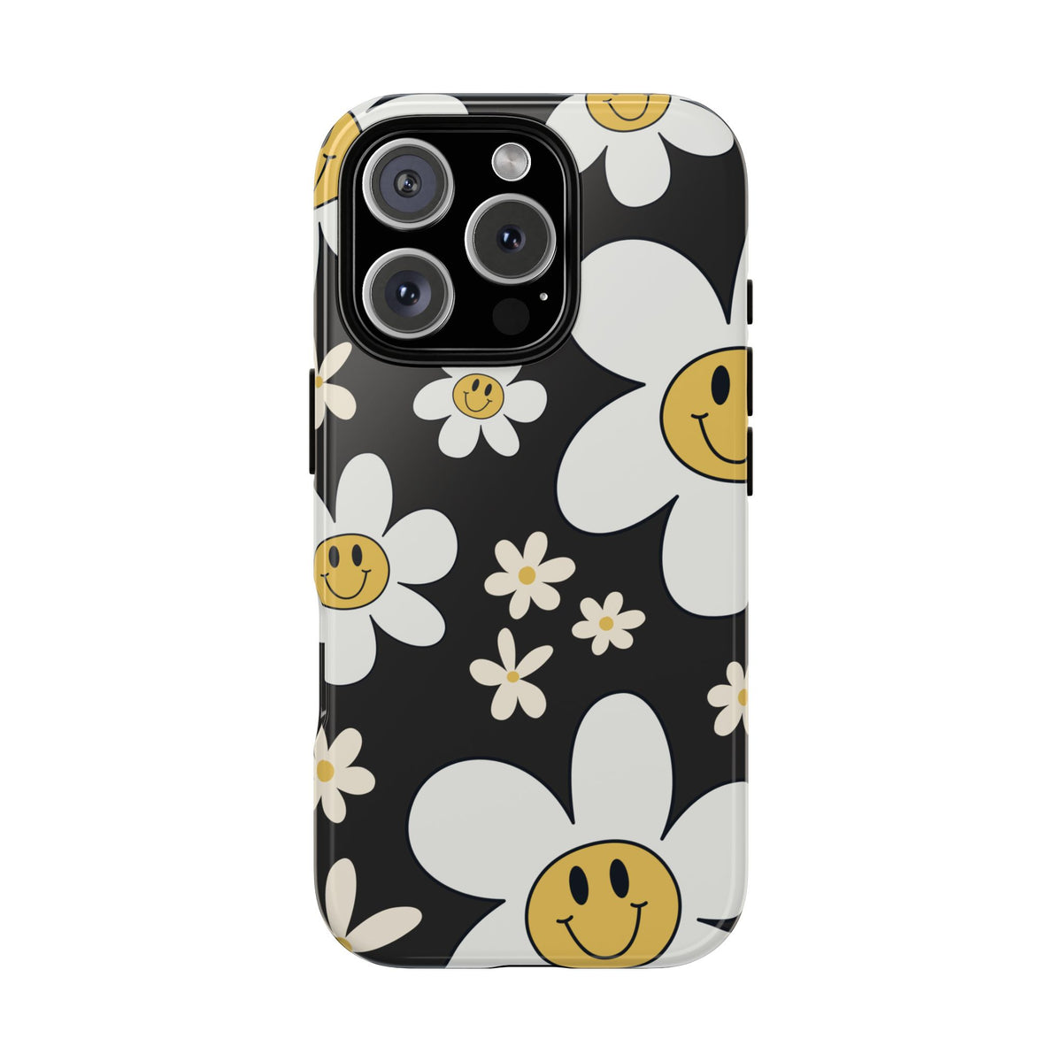 Fun Retro Daisy Pattern with Dark Grey Background Phone Case - Grey Phone Case - iPhone 16 Pro / Glossy
