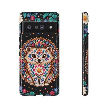 Vibrant Orange and Turquoise Calavera Hedgehog Phone Case - Multicolor Phone Case - Google Pixel 6 Pro / Glossy