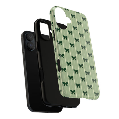 Retro Forest Green Bow Pattern Phone Case