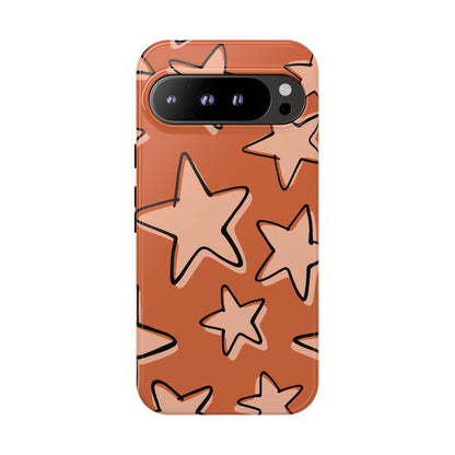 Burnt Orange Doodle Star Phone Case