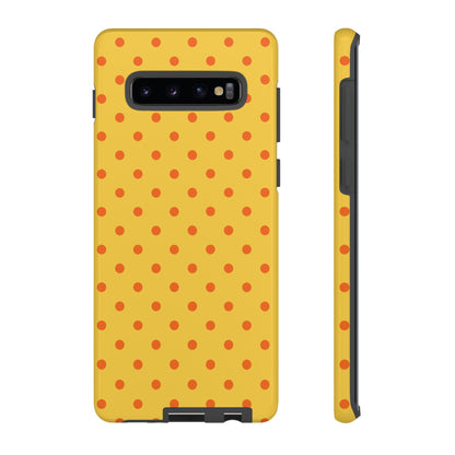 Samsung Galaxy S10 Plus / Glossy Phone Case - Trendy Yellow & Orange Dot Pattern Phone Case