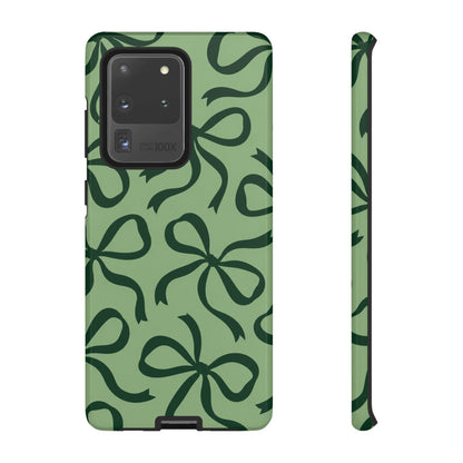 Bold Sage Green and Forest Green Bow Pattern Phone Case