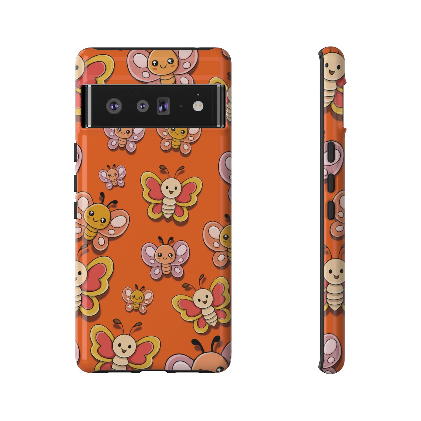 Google Pixel 6 Pro / Glossy Phone Case - Orange Butterfly Sticker Design Phone Case