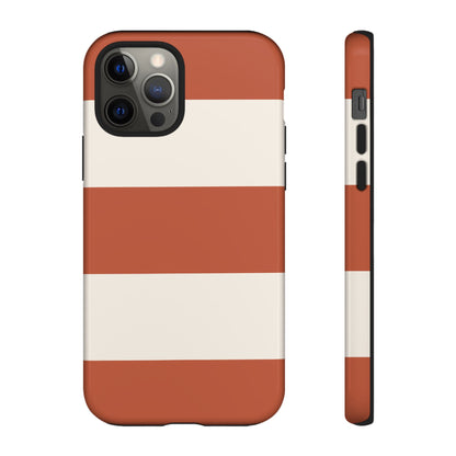 iPhone 12 Pro / Glossy Phone Case - Terracotta Horizontal Stripe Pattern Phone Case