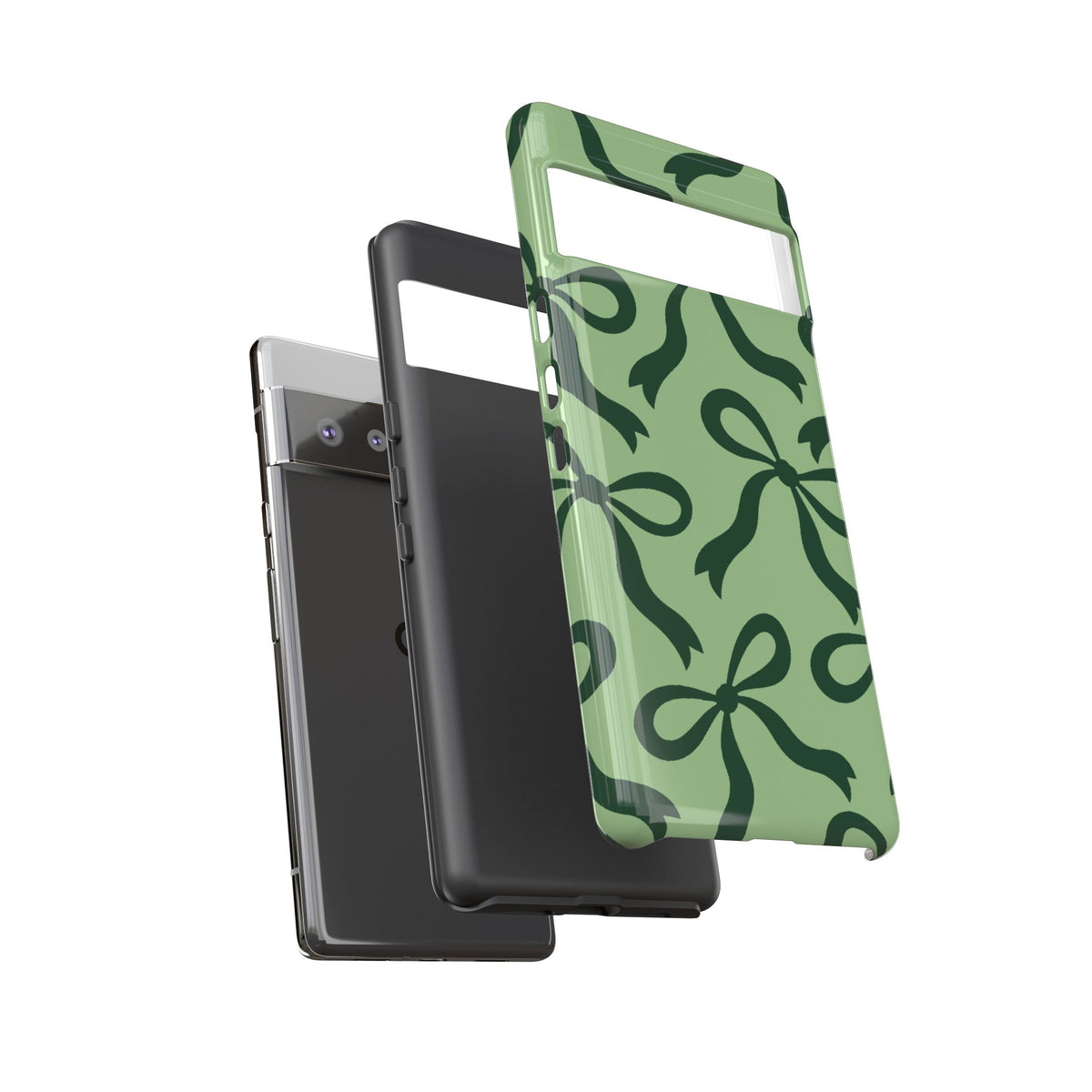 Bold Sage Green and Forest Green Bow Pattern Phone Case - Green Phone Case