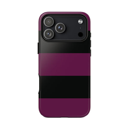 iPhone 17 Pro Max / Glossy Phone Case - Purple & Black Horizontal Stripe Pattern Phone Case