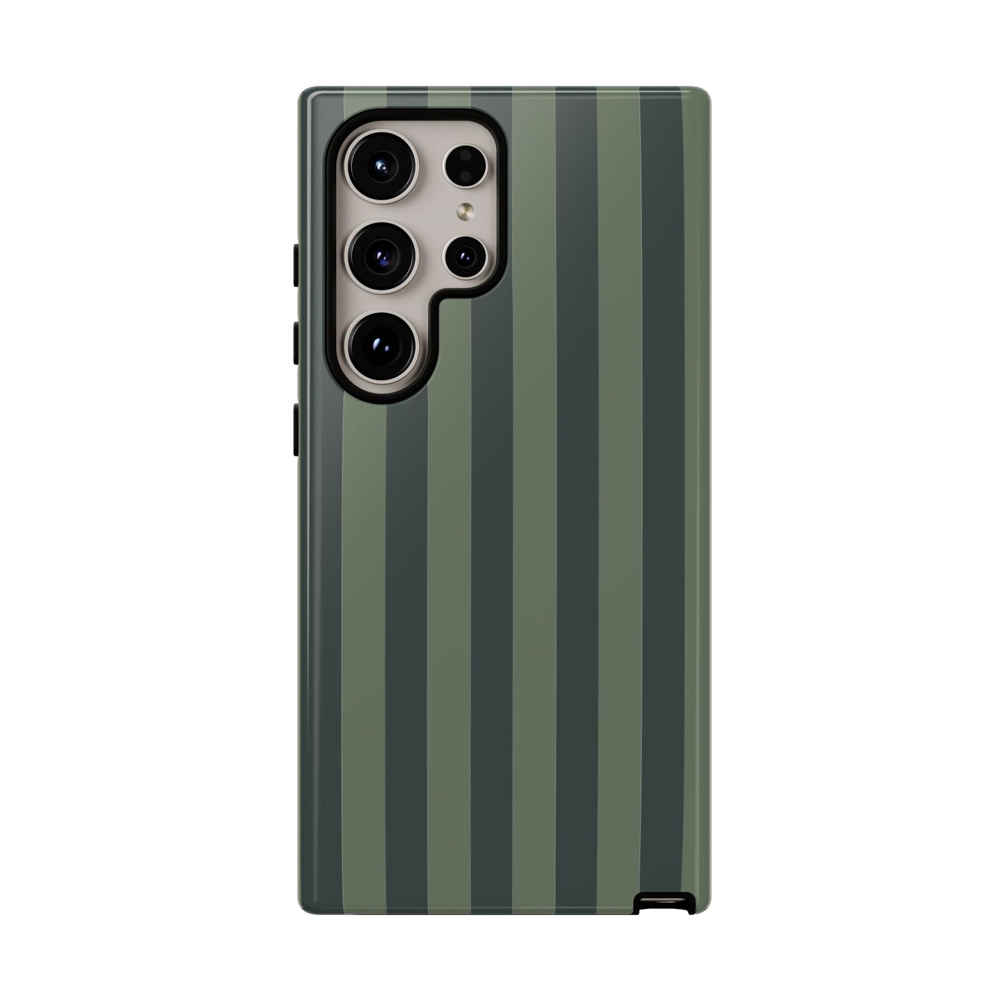 Samsung Galaxy S24 Ultra / Glossy Phone Case - ’Dark Green Stripe Pattern’ Phone Case