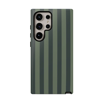 Samsung Galaxy S24 Ultra / Glossy Phone Case - ’Dark Green Stripe Pattern’ Phone Case
