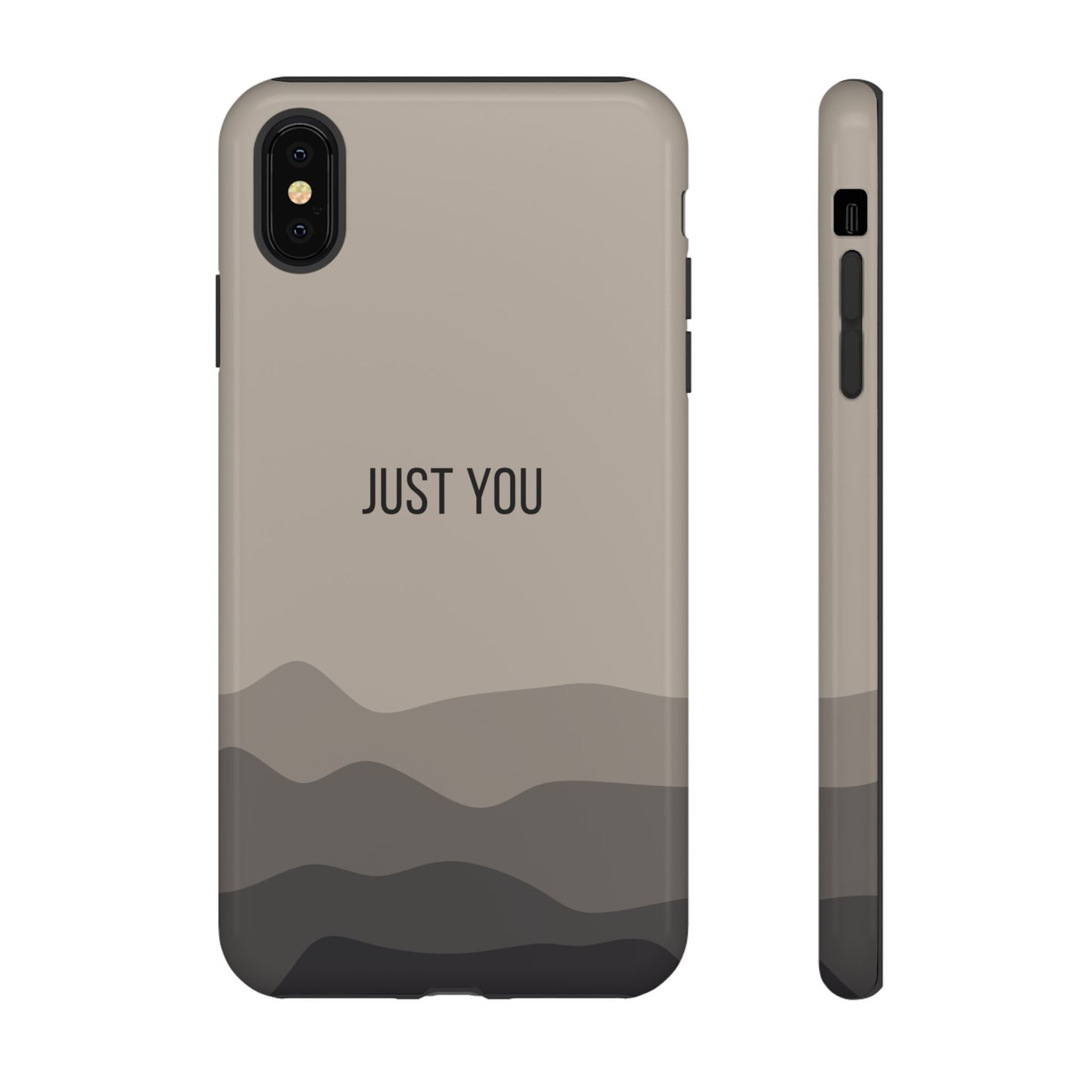 iPhone XS MAX / Glossy Phone Case - Minimalist Beige Waves ’Just You’ Statement Phone Case